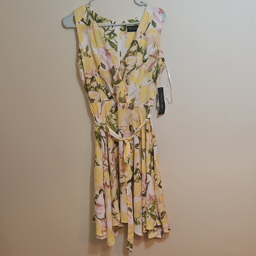 Floral Yellow Wrap Dress - Sleeveless Summer Dress